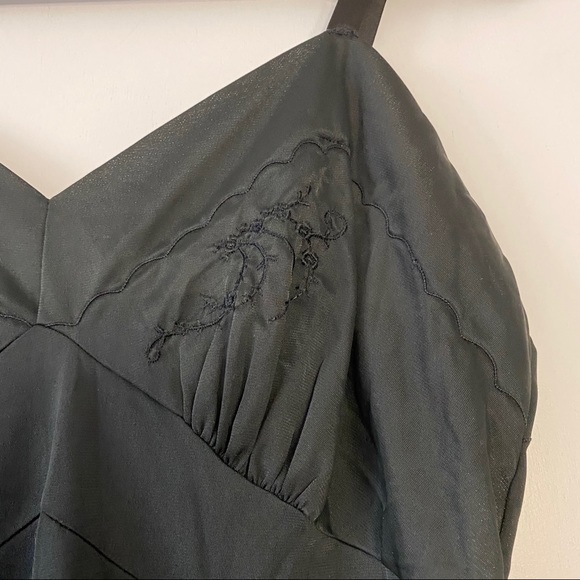 Vintage Black Lingerie Embroidered Slip Dress - Picture 4 of 11